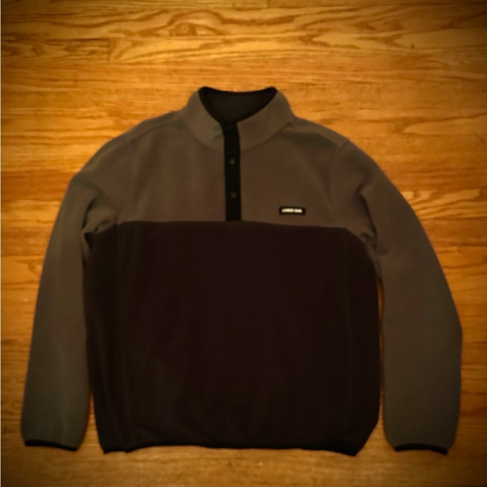 Land’s End Gray & Black Fleece Pullover size L